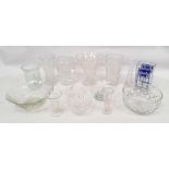 Assorted glassware to include wines, bowls, vases, etc (1 shelf)