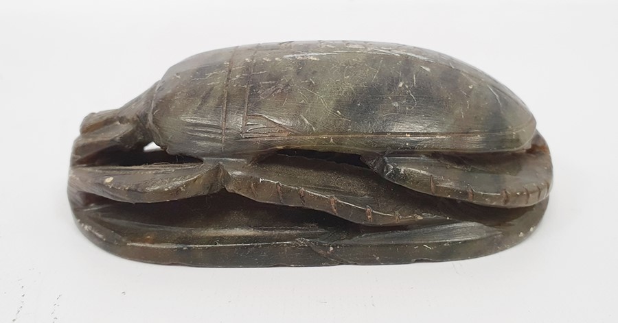 Egyptian carved hardstone scarab, 11cm wide - Image 5 of 8