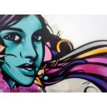 Siloe (urban artist)  Spray paint on canvas  Female head, signed, unframed, 183cm x 243.5cm