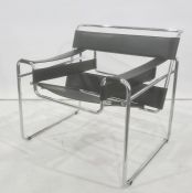 Wassily - style chair in black leather and chrome  Condition Report Minor wear to the leather,