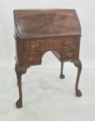 20th century mahogany bureau abbatant with single drawer, two short drawers, on cabriole supports to