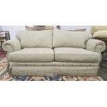 Two-seater sofa and single swivel chair in pale gold upholstery (2)