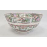 Modern Chinese punchbowl painted in famille rose colours, 24cm diameter