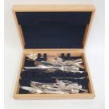 Modern canteen of silver plated cutlery in the Dubarry pattern, in wooden case
