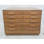 20th century oak six-drawer plan chest on plinth base, 114.5cm x 87cm Condition ReportThe height