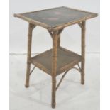 Victorian bamboo two-tier side table, the rectangular top with lacquer Chinese style with chicken