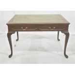 Edwardian library/writing table stamped 'Gillow', with green leather inset top and mahogany frame,