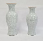 Two Chinese porcelain crackle glaze meiping vases, graduated, 35cm high and 31cm high (2)  Condition