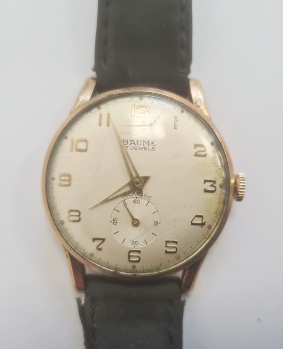 A Baume gold 17 Jewels wristwatch inscribed to reverse 'Dowty Group For 25 Years Service H.R. Moon - Image 4 of 5