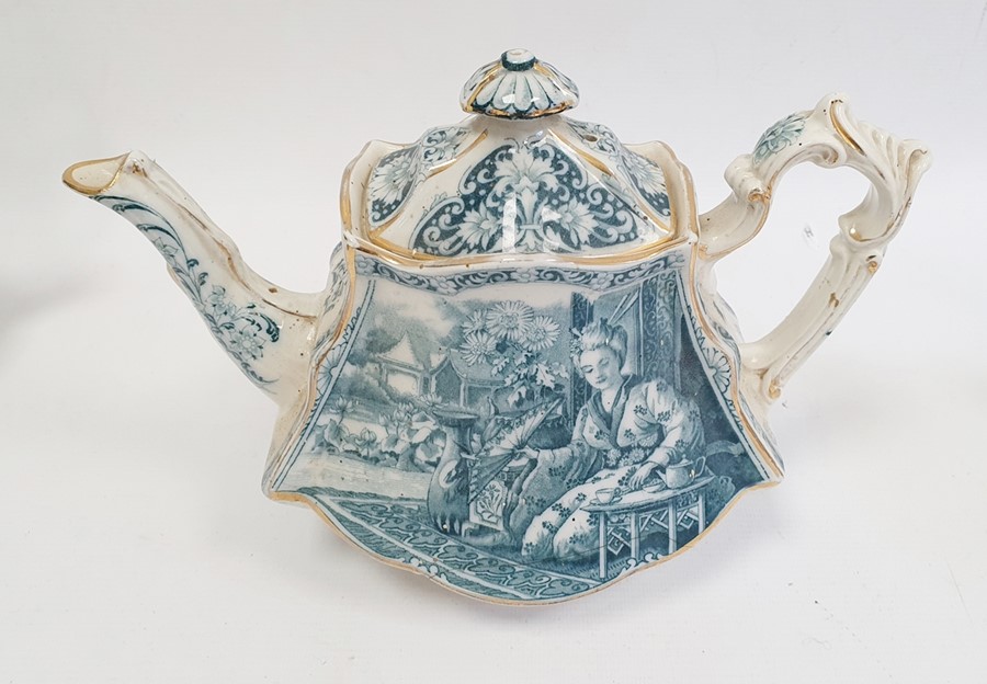 Victorian Aesthetic movement pewter mounted teapot in Japonaiserie style, embossed with birds and - Image 5 of 42