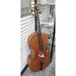 20th century pine cello in case (48'' approx) Condition ReportNo label. Length of back excluding