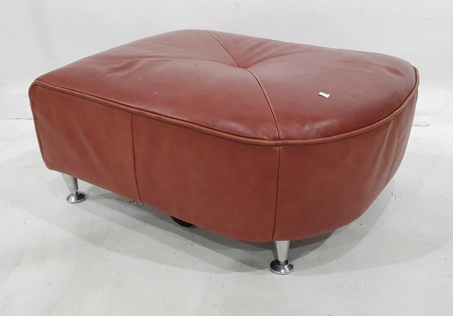 Red leather covered stool