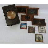 Magic lantern viewer and assorted slides to include mottos, etc