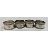 A set of four late 19th century silver napkin rings, numbered 1-4, maker Atkin Brothers, Sheffield