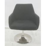 20th century designer office chair on swivel chrome base, with label underneath