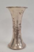 Early 20th century Elkington silver trumpet-shaped vase, bow and swag relief border to centre,