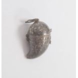 Middle Eastern(?) spiced pendant with silvered inlaid floral detail, comprising of three