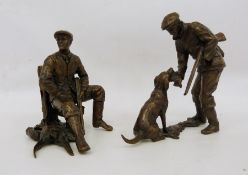 Limited edition bronze figure, after Michael Simpson of huntsman and gun dog and one further (2)