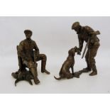 Limited edition bronze figure, after Michael Simpson of huntsman and gun dog and one further (2)