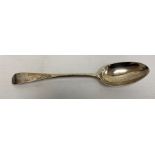 A late 18th century silver tablespoon, initialled to handle, Glasgow, maker Robert Gray, 2.3toz