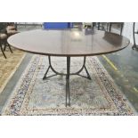 20th century Bill Schofield for Baker metal and mahogany circular dining table (ex-Christies lot 942