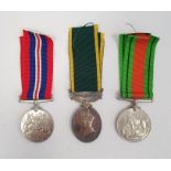 1939-45 Defence medal, 1939-45 War medal and George VI Territorial Efficient Service medal awarded