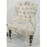 Modern chair with floral upholstery and button back