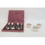 Set of three silver salts by Atkin Brothers, Sheffield 1899, of lobed form, on three ball feet, with