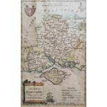 Coloured engraving New map of Hampshire Drawn from the Latest Authorities, 21 x 14cm