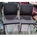 Pair of modern office chairs in leatherette upholstered seat and back, chrome bases (2)