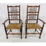 Six similar (4+2) bobbin back chairs with rush seats (6)  Condition ReportAll chairs have numerous