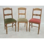 Harlequin set of eight pine bar back chairs with two designs of carved decoration (8) Condition