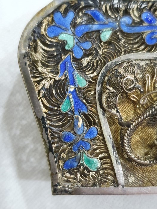 A 19th century Chinese silver coloured metal and enamel card case, the filigree case decorated - Image 35 of 36