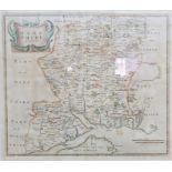 After Robert Morden Hand coloured engraving Hampshire together with  One further modern map of