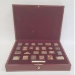 Limited edition set of gold plated silver stamp replica medallions 'The Empire Collection', in