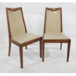 Set of four 1970's G-Plan teak dining chairs with beige leatherette upholstery