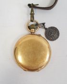 18ct gold hunter pocket watch, the white enamel dial with Roman numerals and subsidiary seconds