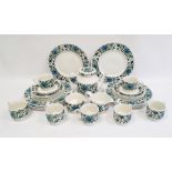 1960's/70's Midwinter pottery part dinner and tea service, blue and green floral decorated