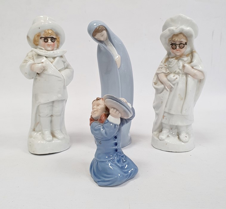 Lladro porcelain kneeling figure 'Madonna', Royal Copenhagen figure of child with cymbals and pair