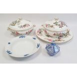 Pair Wedgwood porcelain tureens and covers with matching oval meat dish 'Charnwood' pattern, small