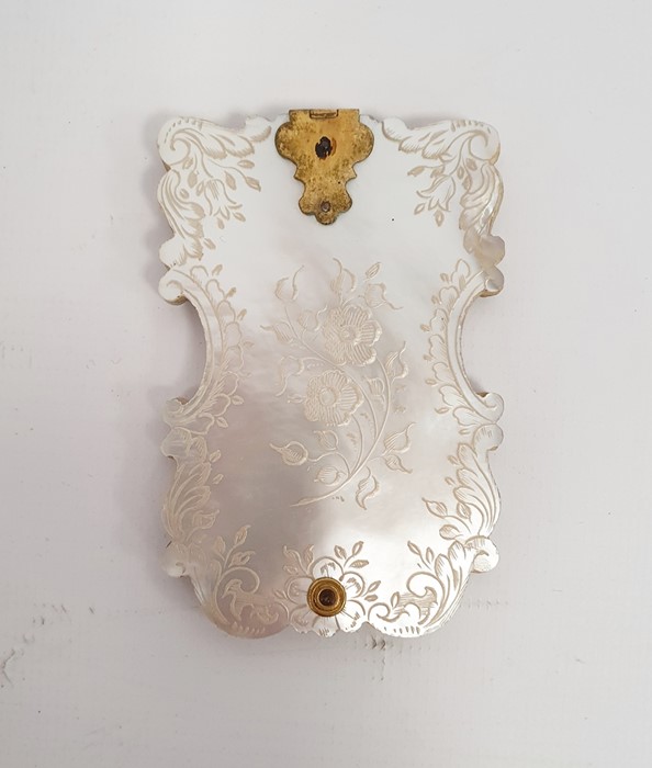 A Victorian mother of pearl and ivory day diary, scroll and foliate engraved, 7.5cm x 5cm - Image 5 of 6