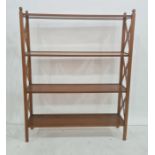 Open four-shelf bookcase in modern fruitwood-effect finish, 118cm x 151cm