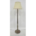 Standard lamp with reeded column, turned base, cream shade