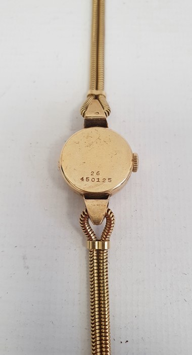 18ct gold lady's wristwatch with Arabic numerals to the dial on 18ct gold twin herringbone bracelet, - Image 2 of 2