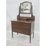 Late 19th/early 20th century mahogany dressing chest, the swing mirror above single drawer, the