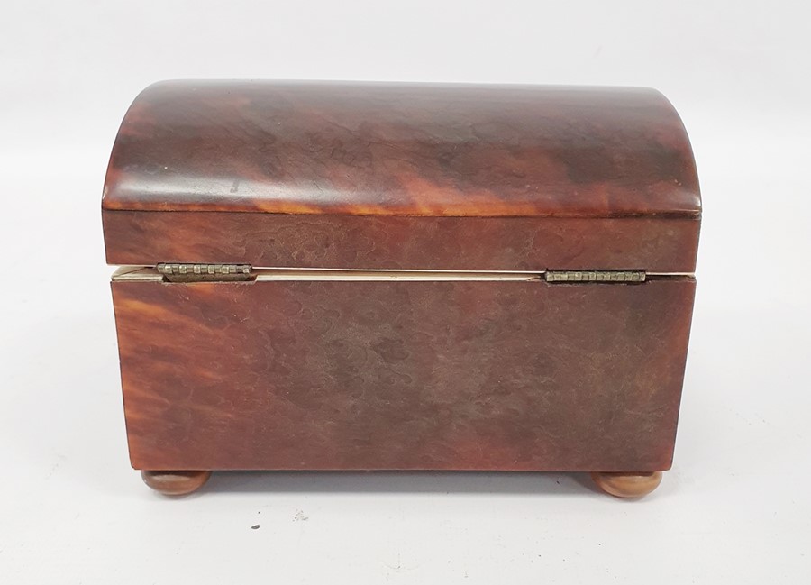 A 19th century tortoiseshell tea caddy, domed lid, ivory rim and handles, silvered escutcheon, on - Image 7 of 9