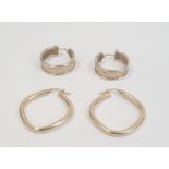 Pair of 9ct gold hoop earrings, 1.7g and pair of 9ct white gold and gold circular hoop earrings, 2.