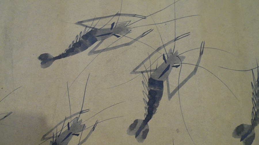 Three Chinese watercolours of crayfish, in monochrome inks, with inscription and character seal - Image 17 of 22