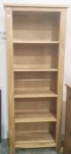 Modern oak five-height bookcase, 75cm wide height  191cms Condition Reportheight 191 cms