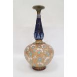 19th century Doulton Slaters stoneware vase with typical decoration, the body having blue and